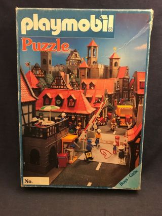 Vintage 1978 Playmobil Puzzle German Village Castle Europe Greek 72 Piece Rare