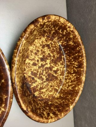 Set of 3 Vintage Stacking Oval Spongeware Spatterware Bowls Brown/Beige 5