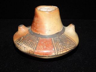 Antique / Vintage Hopi Pueblo Indian Pottery Lugged Pot - Unusual Form - Early