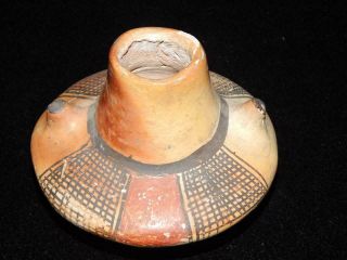 ANTIQUE / VINTAGE HOPI PUEBLO INDIAN POTTERY LUGGED POT - unusual form - EARLY 2