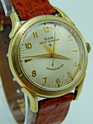 Vintage 10k Gold Filled Elgin Self - Winding Automatic Shockmaster Watch 643 17 J