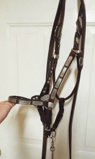 Vintage Circle Y Silver Show Halter With Lead,  Horse Size