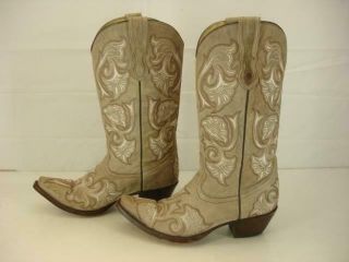 Womens Sz 9.  5 M Corral Vintage Embroidered Leather Boots Cowboy Western Tan Tall