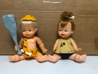 Vintage Flintstones Pebbles & Bamm Bamm 12” Dolls Ideal Toy Corp