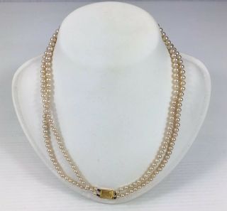 Vintage Cased Ciro Pearls Twin Strand Pearl Necklace 9ct Gold Clasp 38cm Length