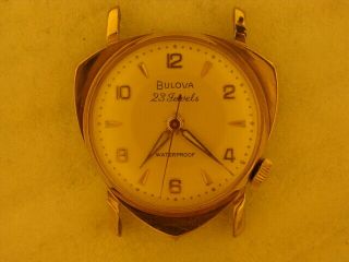 Mens Vintage Bulova 23j Wrist Watch Fancey Case Sw Ygf 10bzc Runs
