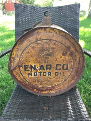 Vintage En - Ar - Co Motor Oil 5 Gallon Rocker 1928 National Refining Co Can Ohio