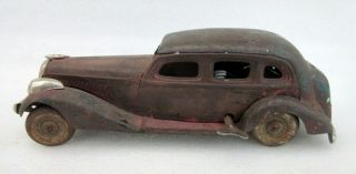 Vintage Old Rare Wind Up Unique Sedan Car Tin Toy Color Faded