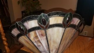 Lovely Vtg Large Stained Leaded Slag Glass Tiffany Style Lamp Shade Colorful