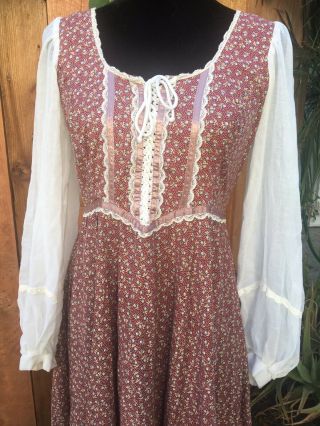 Gorgeous Gunne Sax Hippie Prairie Festival Corset Maxi Dress.  Vintage 13