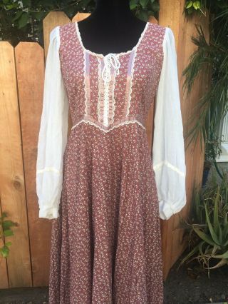 Gorgeous Gunne Sax hippie prairie festival corset Maxi dress.  Vintage 13 3