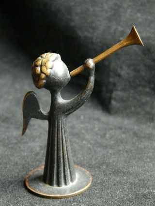 Vintage Art Deco Signed Hagenauer Wien Miniature Bronze Trumpeting Angel No Resv