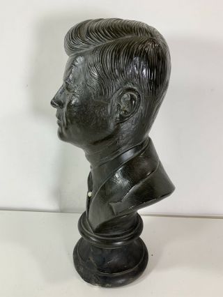 Vintage Esco Statue Bust John F Kennedy JFK Chalkware Black 2