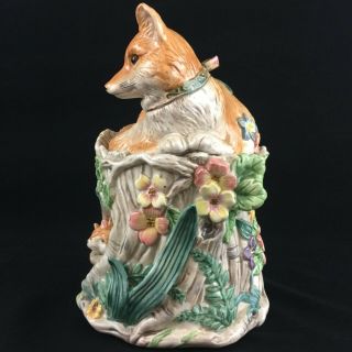VTG Fox Canister Cookie Jar by Fitz and Floyd Classics Woodland Spring Flowers 2