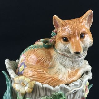 VTG Fox Canister Cookie Jar by Fitz and Floyd Classics Woodland Spring Flowers 5