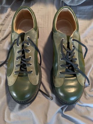 John Fluevog Vintage Mens Size 12 Two - Tone Swirl Green On Green Shoe