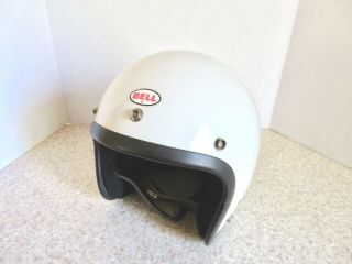 Vintage 1976 Bell Rt Motorcycle Helmet Open Faced White,  Size 6 7/8