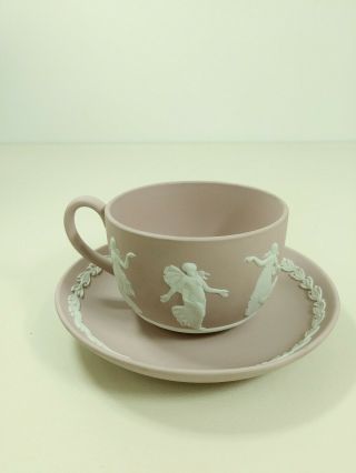 Vintage Wedgwood Pink Jasperware Cup And Saucer