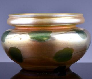 Auth.  C1900 L C Tiffany Favrile 8191d Heart & Vine Iridescent Art Glass Bowl Vase