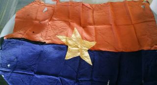 Estate Find Vintage Captured Viet Cong Hand Sewn Flag Large Vietnam War Silk