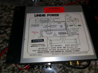 Linear Power Model 652i 65 Watt Car Stereo Power Amplifier Vintage USA 3
