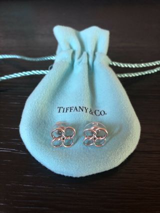Tiffany & Co Vintage Elsa Peretti Clover Stud Earrings Quadrifoglio Silver 925