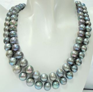 Fine Large Vintage Hand Knotted Long Cultured Pearl Necklace