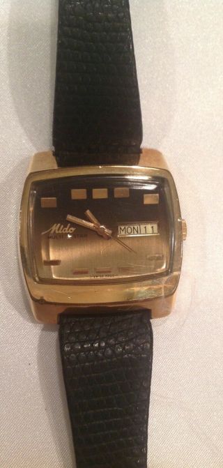 Vintage Mido Multi Star Swiss Made Mens Day Date Wrist Watch