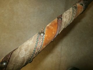 Vintage Antique Cloth Wrapped Wooden Pole Arm Winged Spear Corseque 3