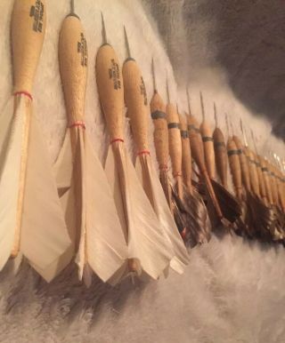 Vtg Bundle 4 Apex 2 White Feather Darts & 29 Made In Japan Brown Feather Darts