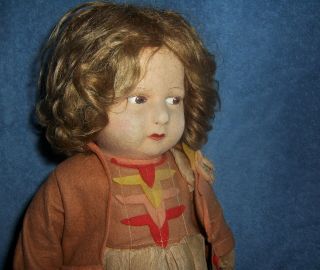 Antique Vintage England Girl Character Cloth Doll 16 