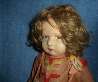 Antique Vintage England Girl Character Cloth Doll 16 