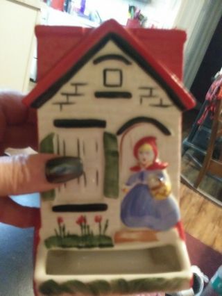 Vintage Hull Little Red Riding Hood Wall Hanging Match Stick Holder - Ex Cond
