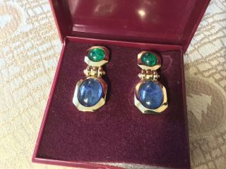 Vintage 80/90s Runway Grippox Glass Clip Earrings Grosse For Dior