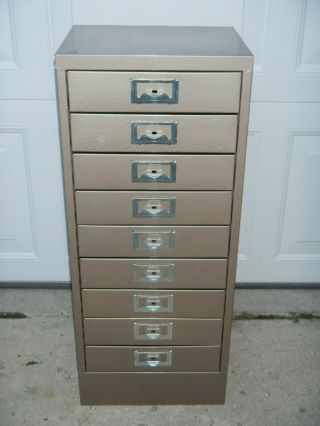 Vintage 9 Drawer Metal Filing Cabinet Storage Office Supplies Organizer Retro