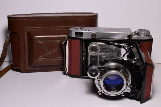 Moskva 5 Brown Body Vintage Soviet Folding Camera,  Industar - 24 (3.  5/105)