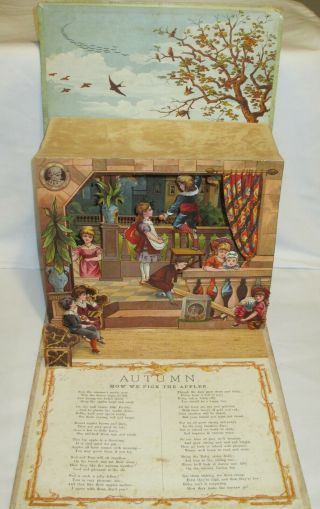 RARE 1884 First Edition of THE LITTLE SHOWMAN ' S SERIES NO.  2 AUTUMN Pop - Up Book 2
