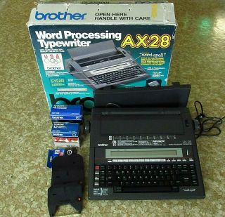 Boxed Brother Electronic Portable Typewriter Ax - 28 Word Processor Vtg Plus Extra