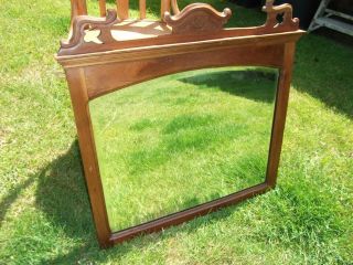 Large Vintage Antique Wooden Framed Mirror With Bevelled Edge.