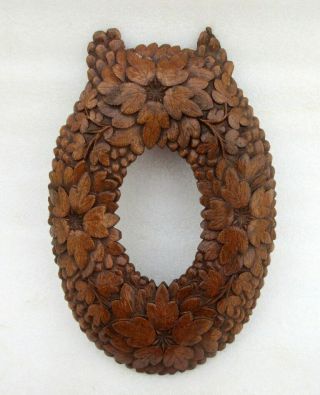 Vintage Old Hand Carved Wooden Grapes Leaf Design Picture Photo Frame