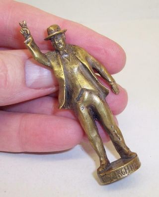 Vintage Bronze Brass Winston Churchill Pipe Tamper - V For Victory Ww2