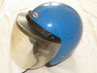 Vtg 1970s 1974 Bell Rt Motorcycle Helmet Blue Size 7 Dot Bobber Toptex 70s Rare