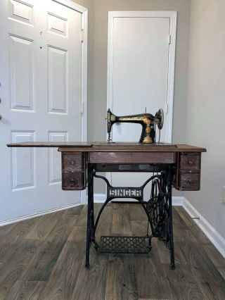 Vintage Singer Sewing Machine With Table,  1928