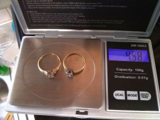 Antique 14k & 18k Yellow Gold Diamond Rings Pair But Not A Set,  Size 6.  5