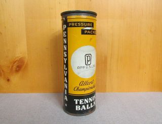 Vintage 1940s Pennsylvania Allcort Championship Tennis Balls In Can Advertising