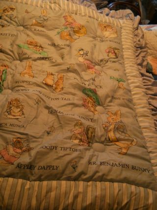 Vintage Quiltex Peter Rabbit Beatrix Potter Baby Comforter,  Bumper,  Skirt