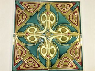 Four Servais Art Nouveau Tiles,  Circa 1905 - 1910