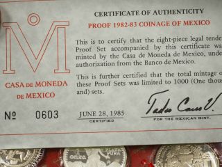 RARE 1982 - 1983 MEXICO PROOF Coinage Set CASA DE MONEDA. 2