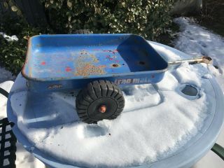 Vintage Amf Pedal Tractor Trac Mate Wagon Blue