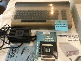 Vintage Commodore 64 With Cover,  1541 Disk Drive,  Power Supply,  Manuals 7